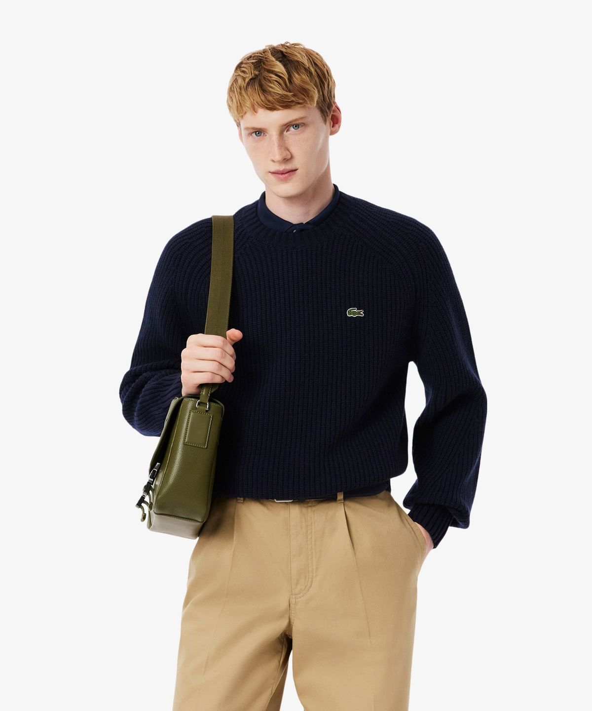 라코스테(LACOSTE) 남성 립조직 크루넥 스웨터 AH3142-55N 166
