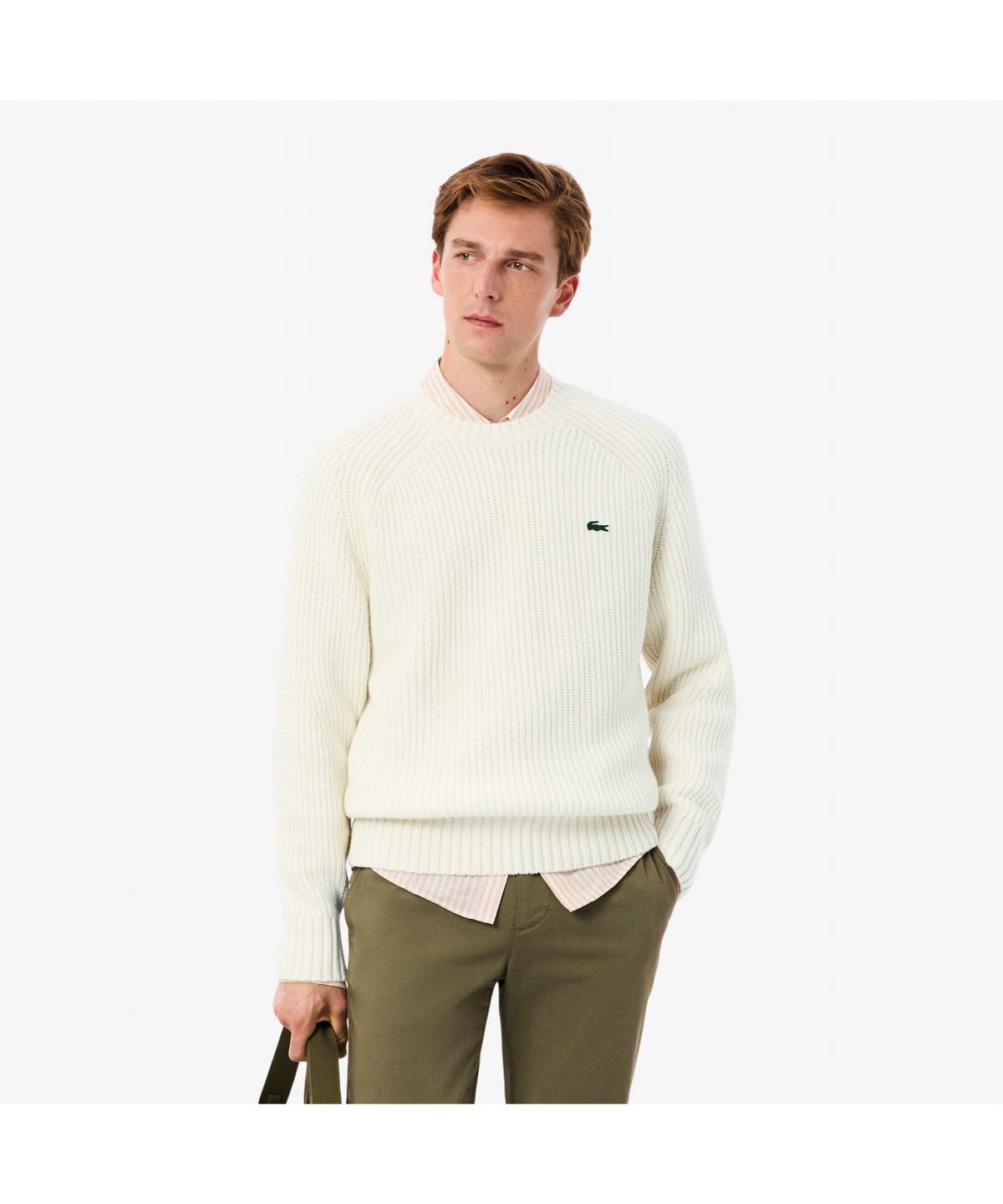 라코스테(LACOSTE) 남성 립조직 크루넥 스웨터 AH3142-55N XFJ