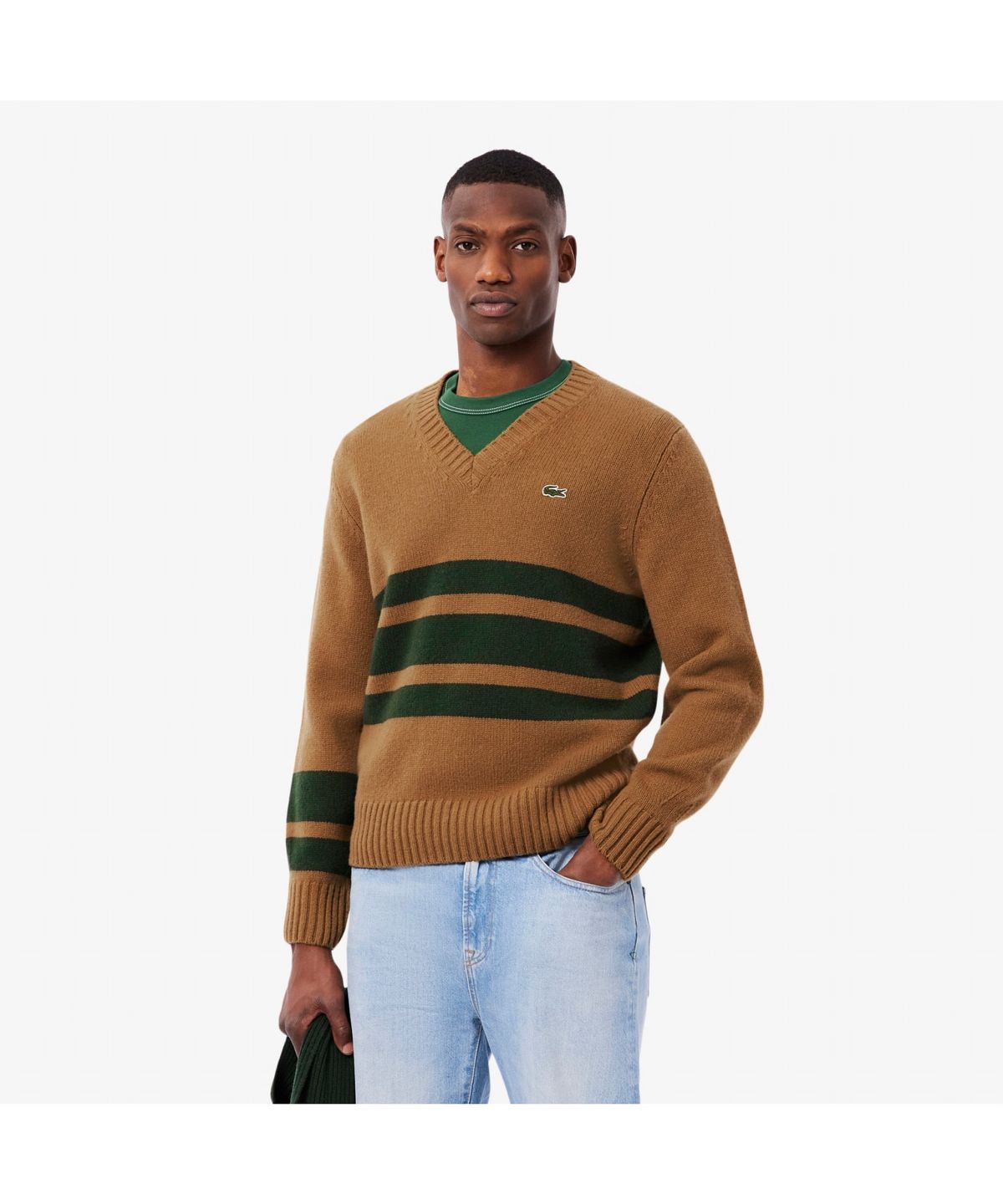 라코스테(LACOSTE) 남성 스트라이프 브이넥 스웨터 AH5180-55N 9IQ