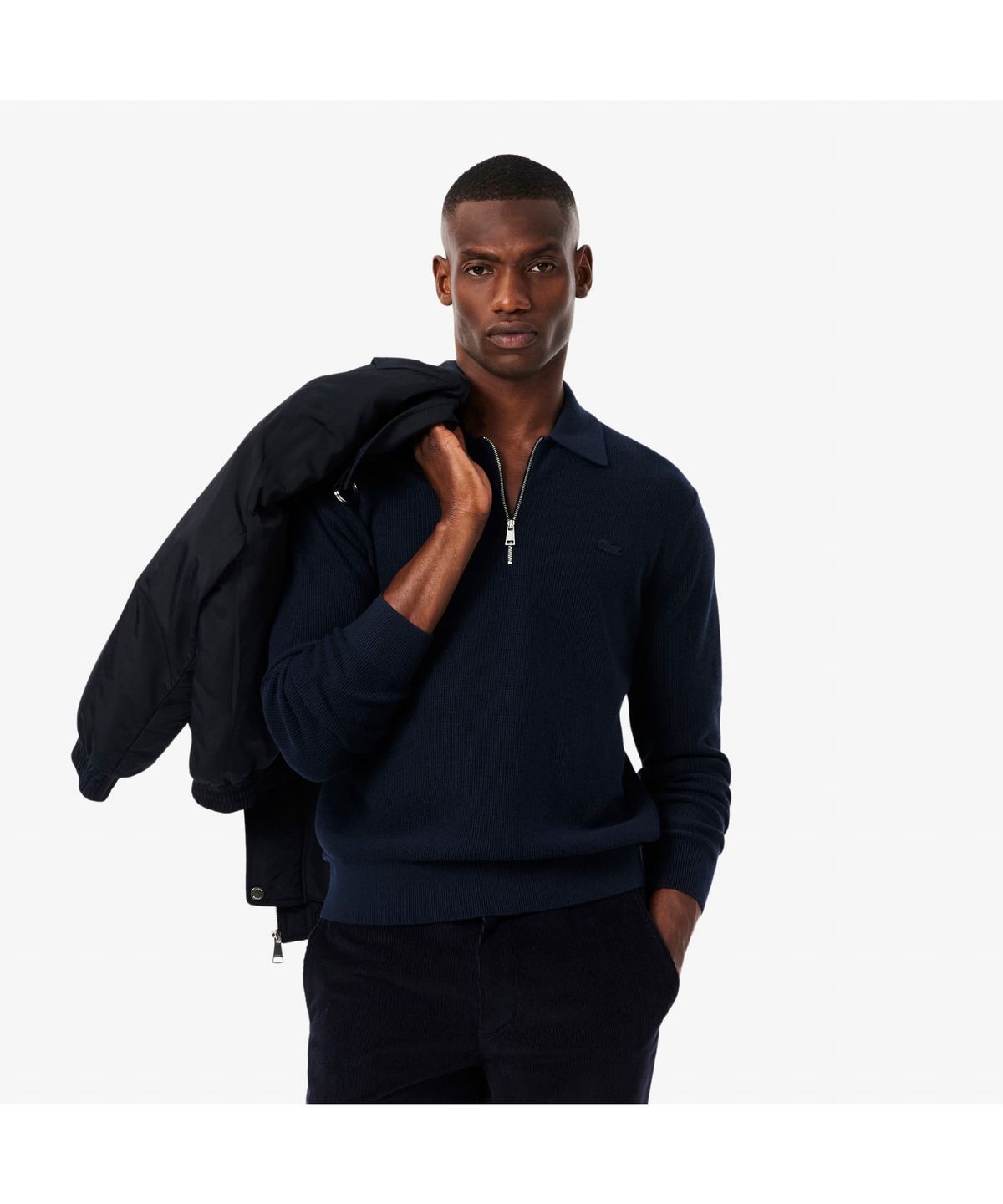 라코스테(LACOSTE) 남성 울코튼 반집업 카라 스웨터 AH5187-55N 166
