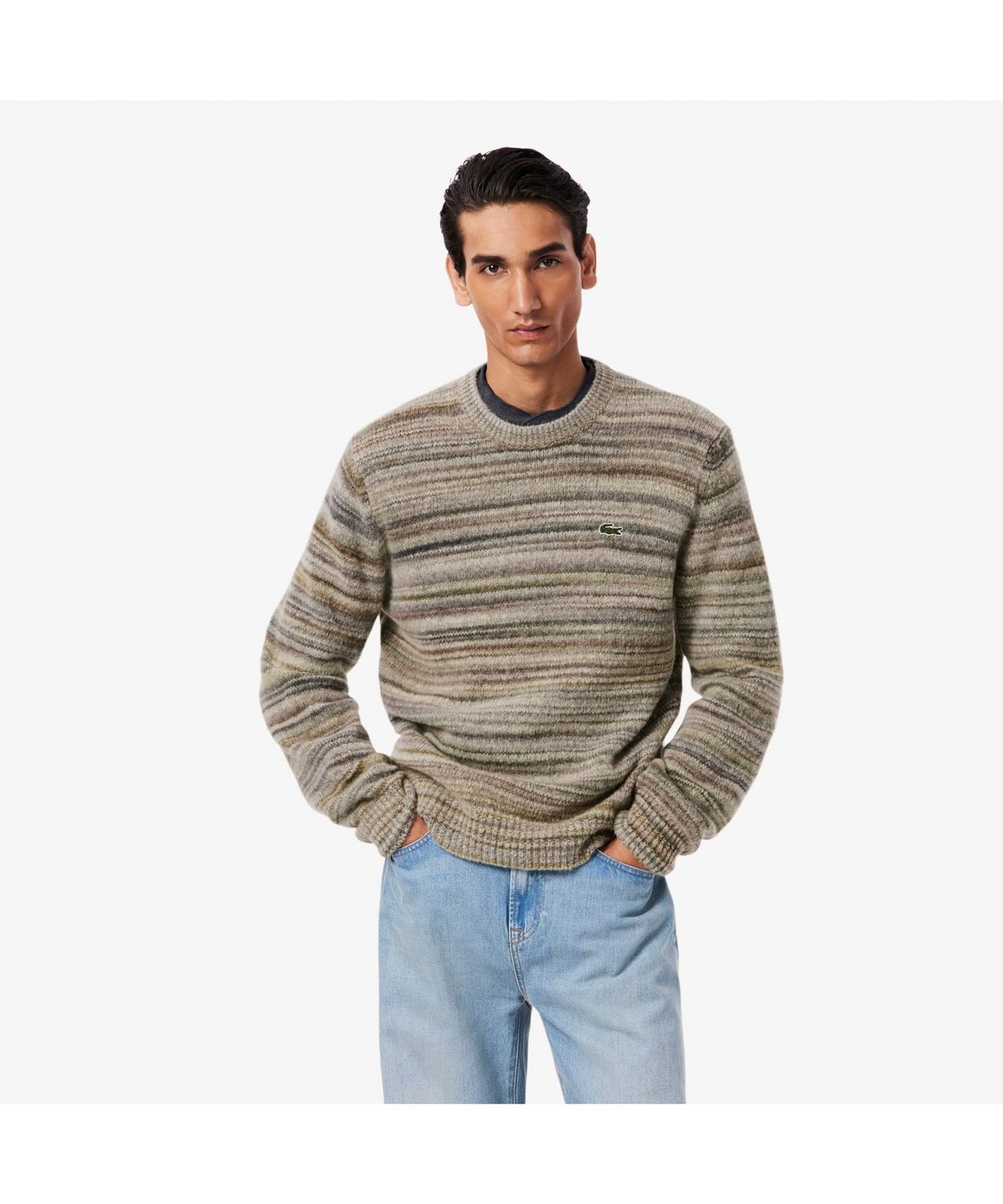 라코스테(LACOSTE) 남성 스트라이프 크루넥 스웨터 AH5221-55N 9IP