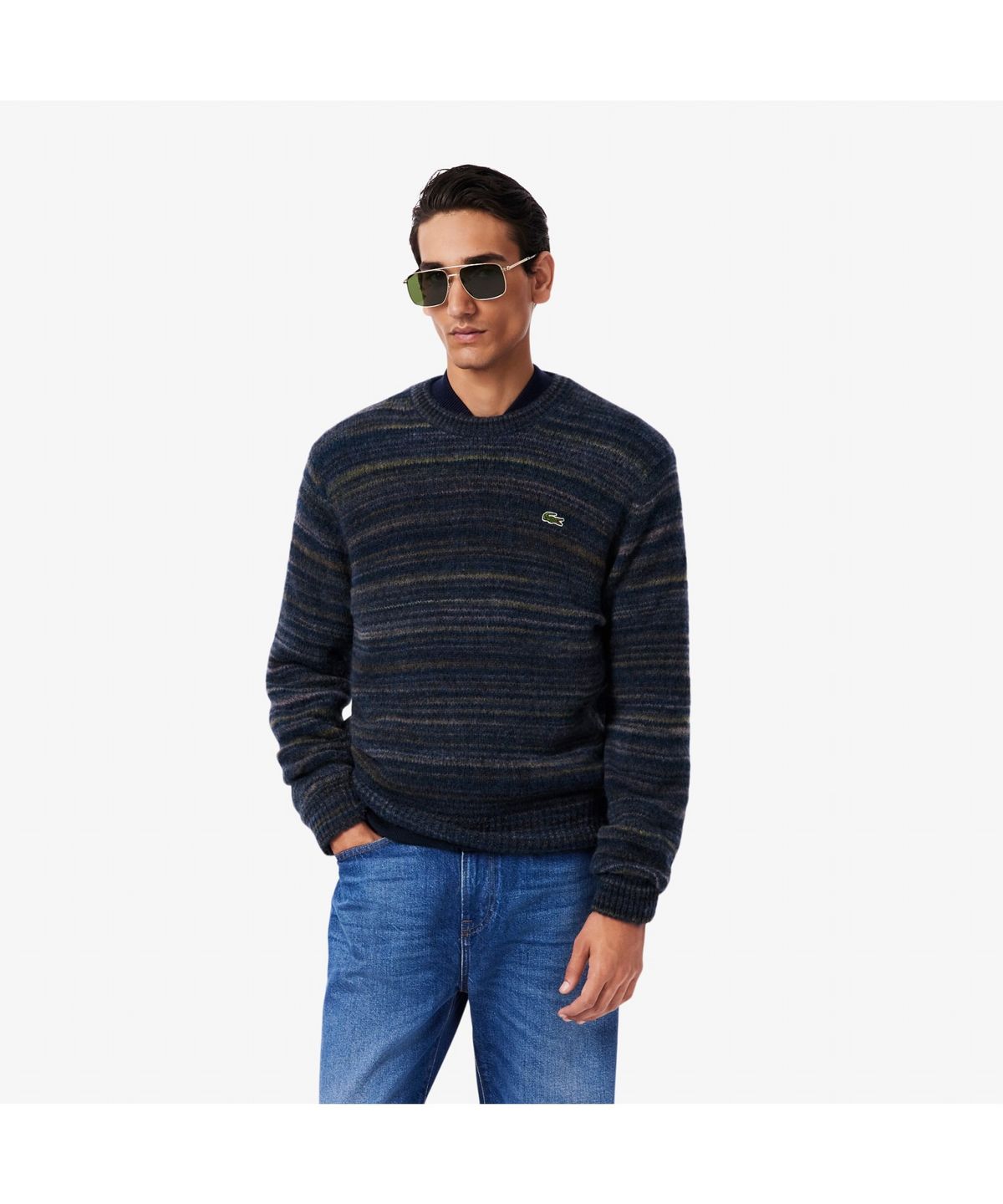 라코스테(LACOSTE) 남성 스트라이프 크루넥 스웨터 AH5221-55N L0K