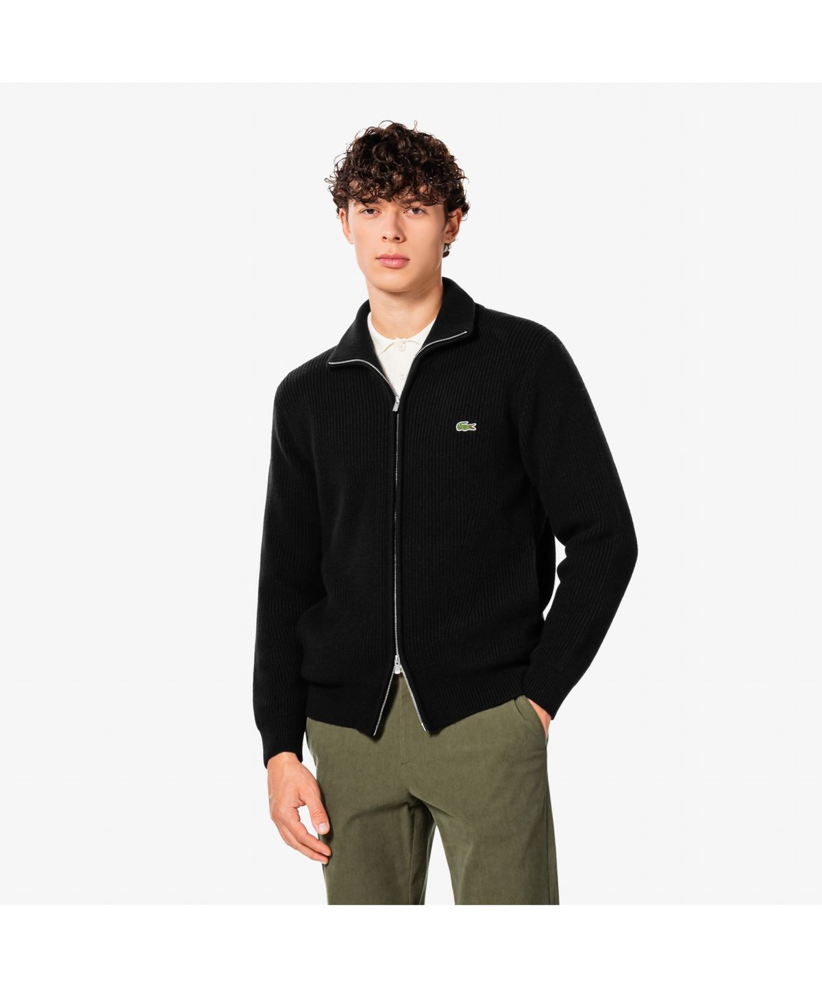 라코스테(LACOSTE) 남성 립조직 풀집업 가디건 AH155E-55N 031