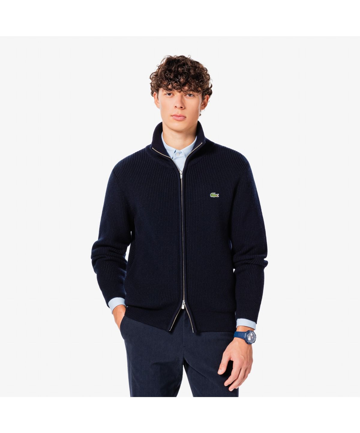 라코스테(LACOSTE) 남성 립조직 풀집업 가디건 AH155E-55N 166