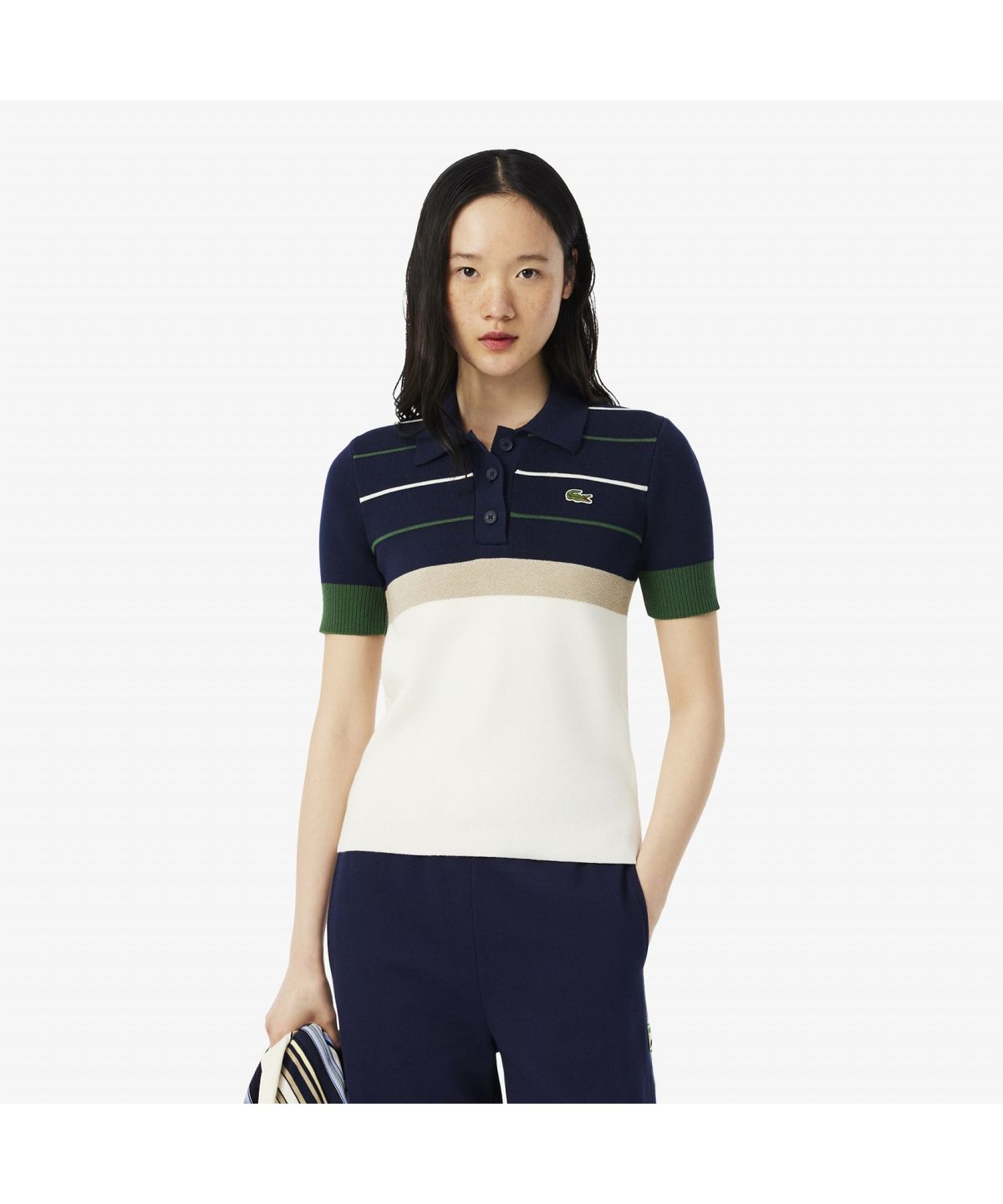 라코스테(LACOSTE) 여성 MIF 컬러블럭 폴로 스웨터 AF4009-55N 9IY