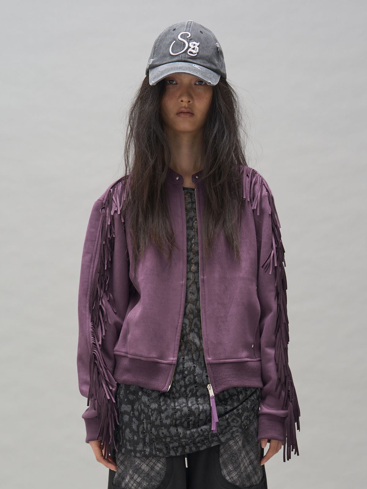 솜속(SOMSOC) KACEY SUEDE ZIP-UP_PURPLE