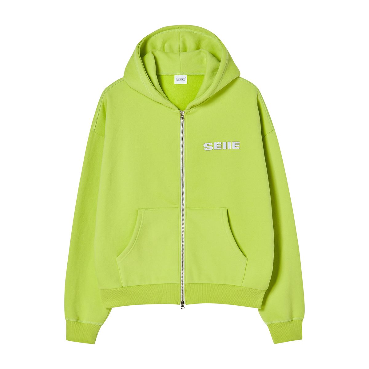 세이에(SEIIE) 네온 아플리케 허그 후드집업 Neon Green