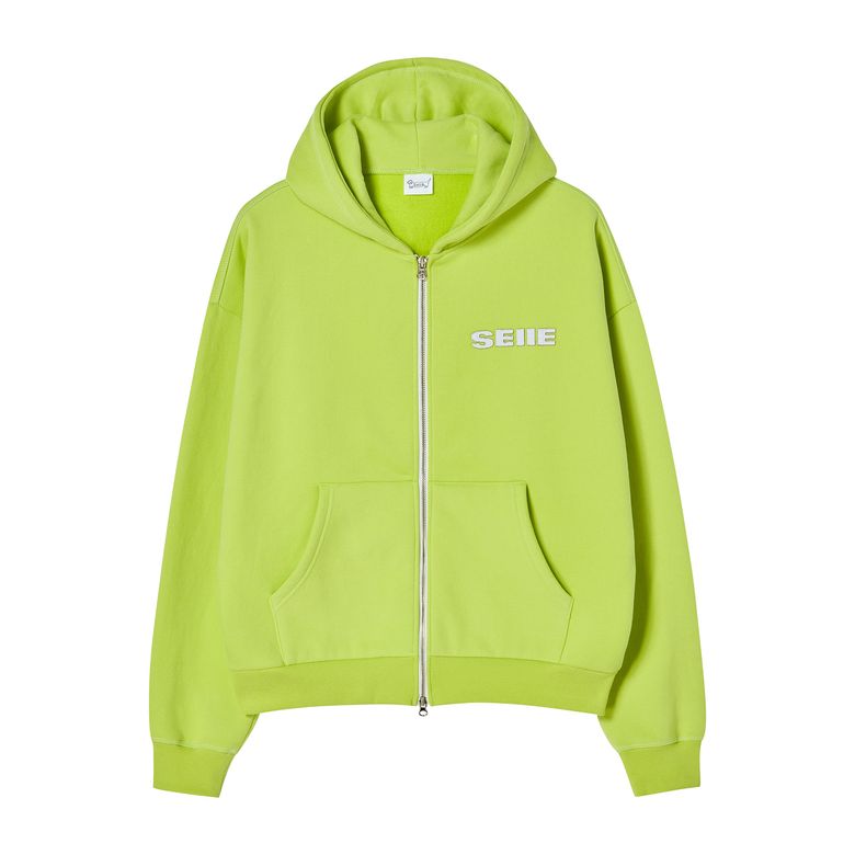 네온 아플리케 허그 후드집업 Neon Green