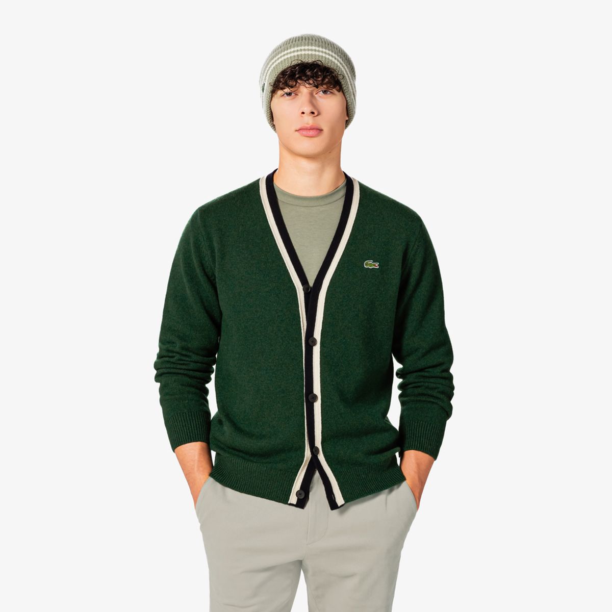라코스테(LACOSTE) 남성 브이넥 방모 가디건 AH660E-55N YZP