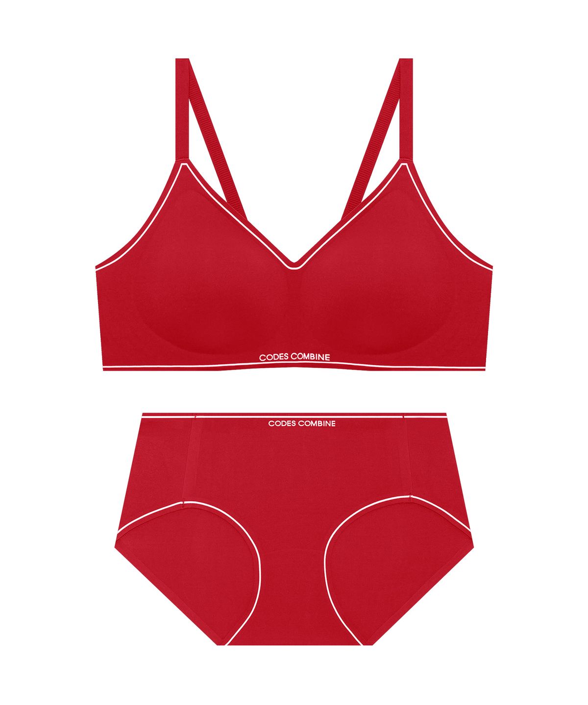 코데즈컴바인 이너웨어(CODES COMBINE INNERWEAR) 라인포인트 무빙젤리 스포츠 브라 팬티 세트_레드