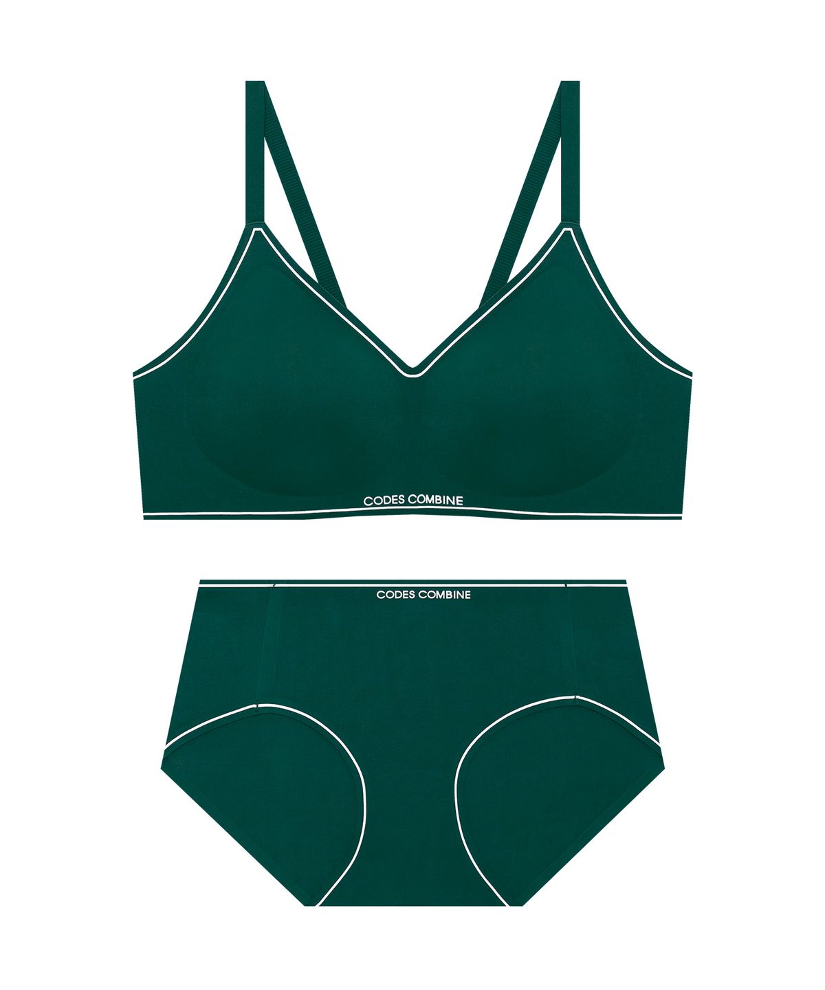 코데즈컴바인 이너웨어(CODES COMBINE INNERWEAR) 라인포인트 무빙젤리 스포츠 브라 팬티 세트_다크그린
