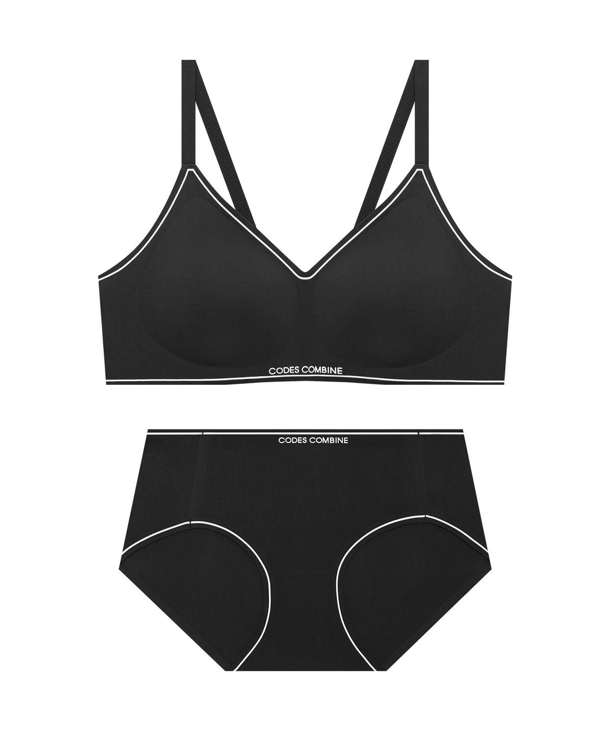 코데즈컴바인 이너웨어(CODES COMBINE INNERWEAR) 라인포인트 무빙젤리 스포츠 브라 팬티 세트_블랙