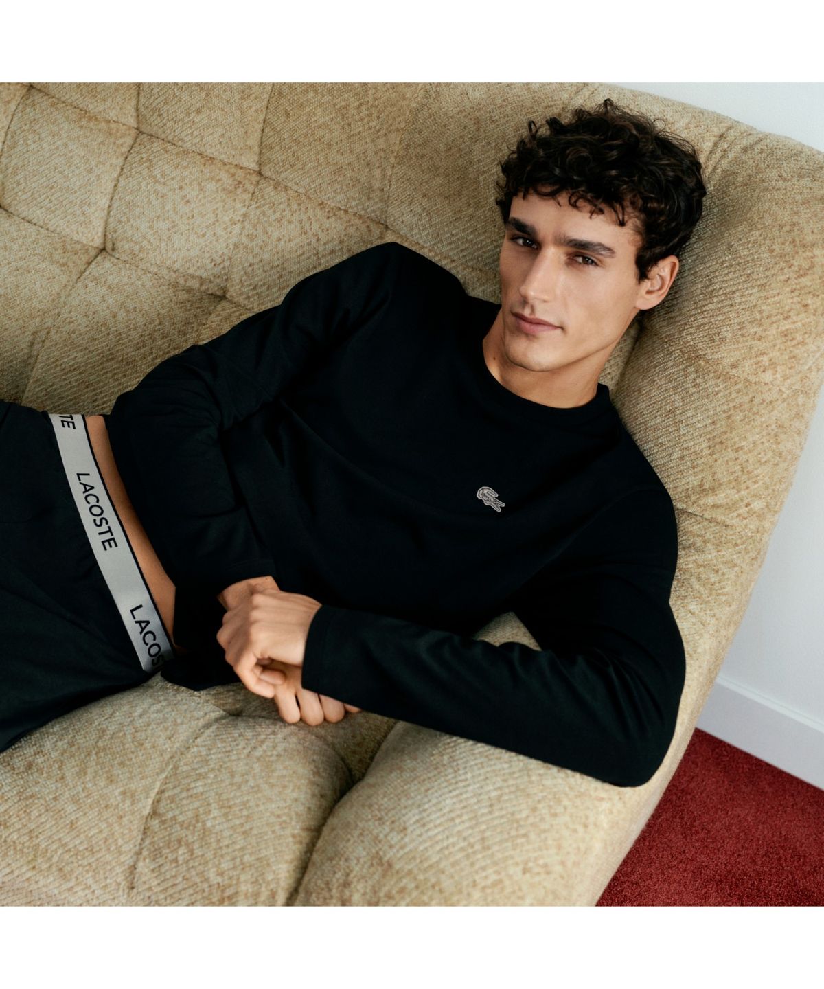 라코스테(LACOSTE) 남성 홀리데이 코튼 파자마 세트 4H6426-55N N1D