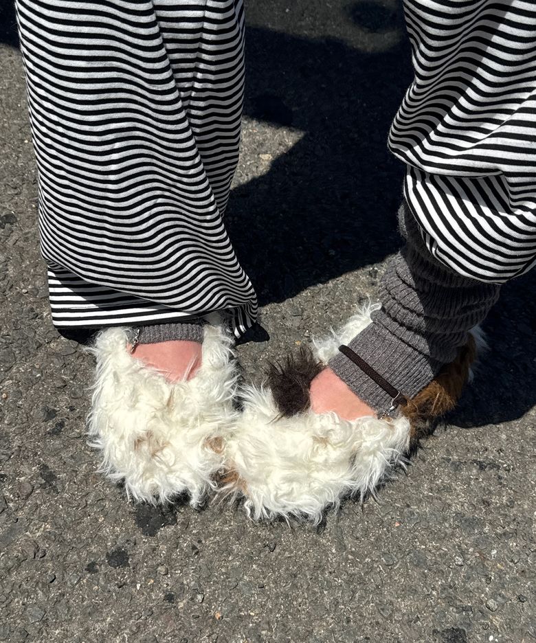 [NEW 다크브라운] Fur Baby 0013-1. Parti Poodle Flats - 3colors