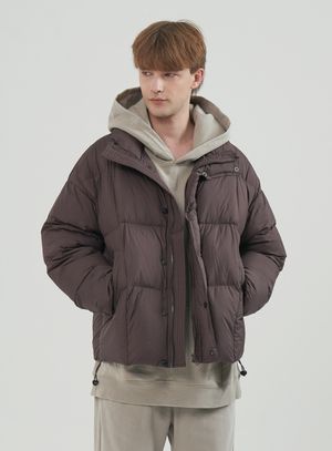 하이넥 다운 점퍼_버건디