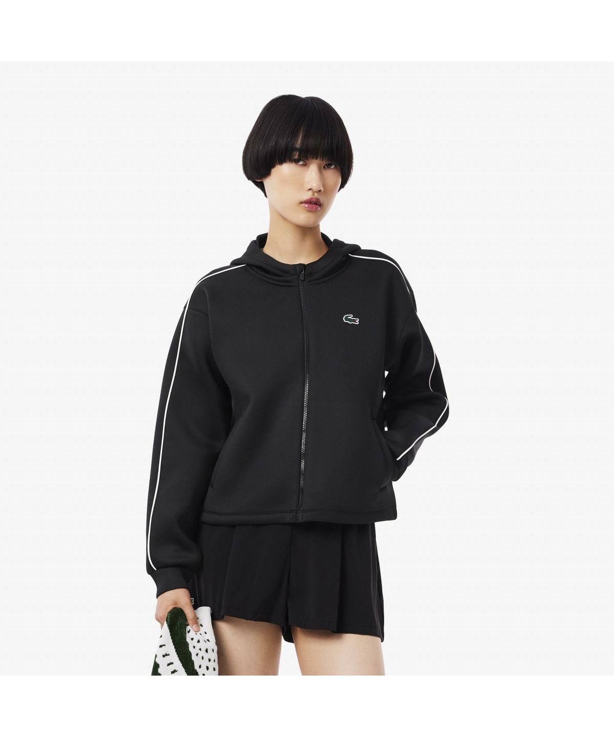 라코스테(LACOSTE) 여성 트레이닝 파이핑 후드 스웻셔츠 SF8641-55N 9M0