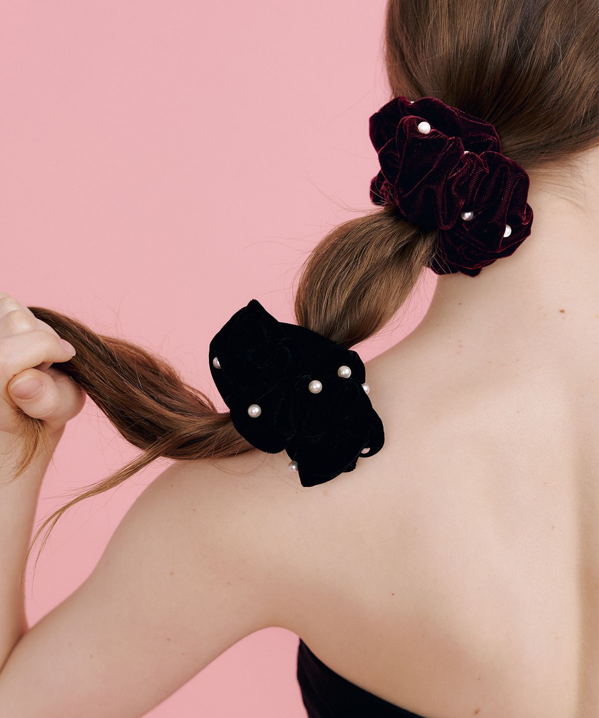 마티아스(MATIAS) Pearl Scrunchie (Black)