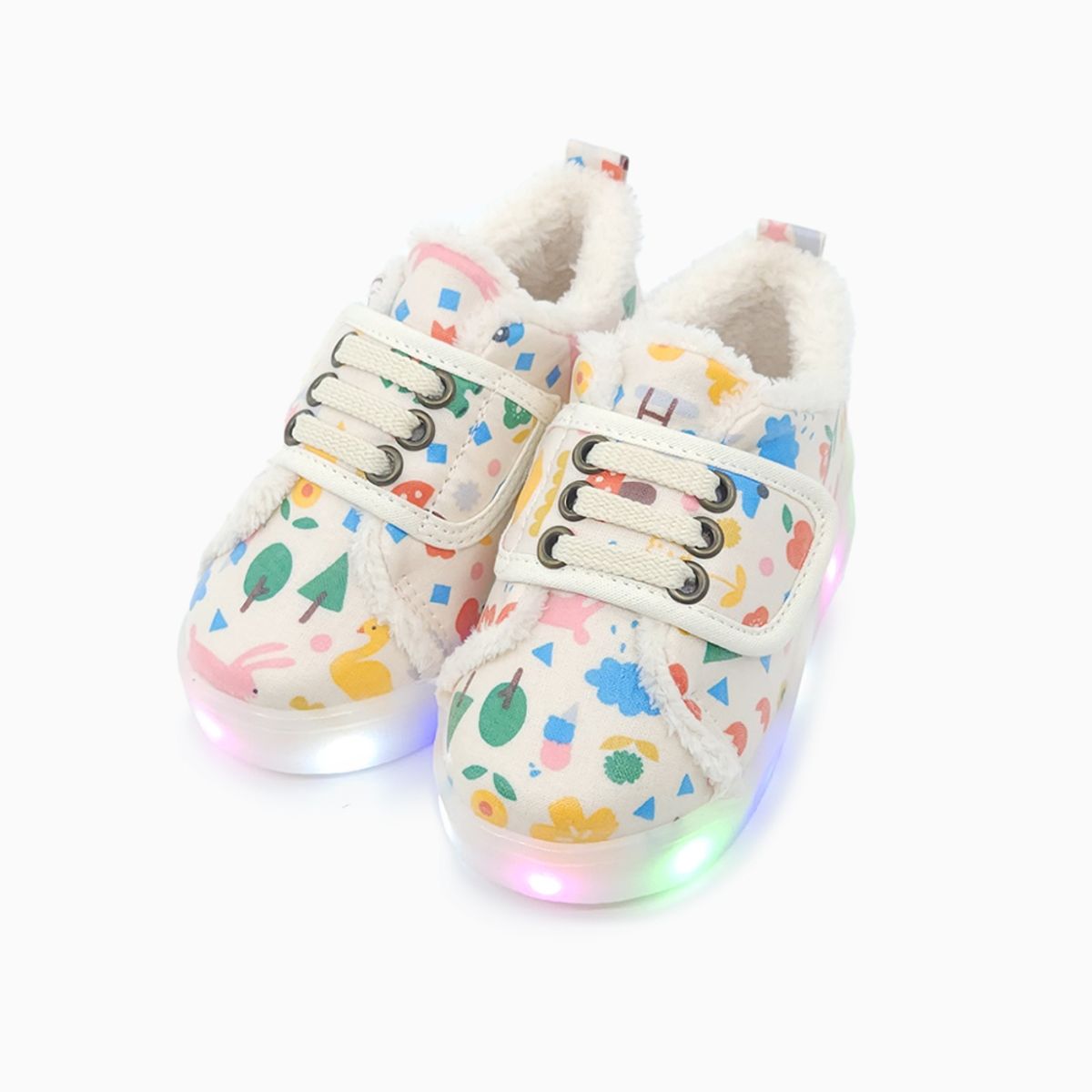 베이비솔(BABYSOLE) 폼폼리틀토이LED털운동화