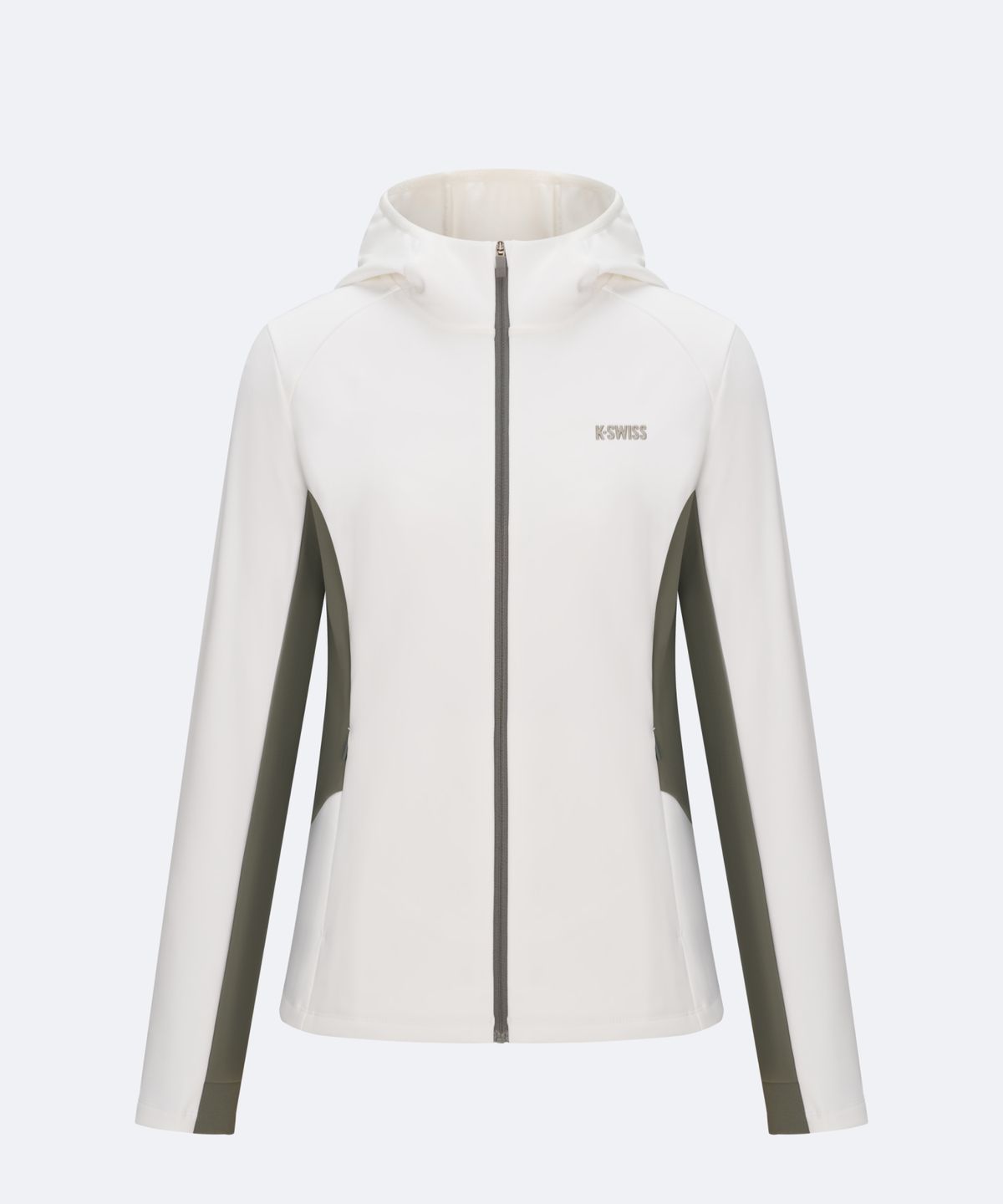 케이스위스(K-SWISS) 여성 벨벳 브러쉬 후드 니트 자켓_1KSTHWU501WH