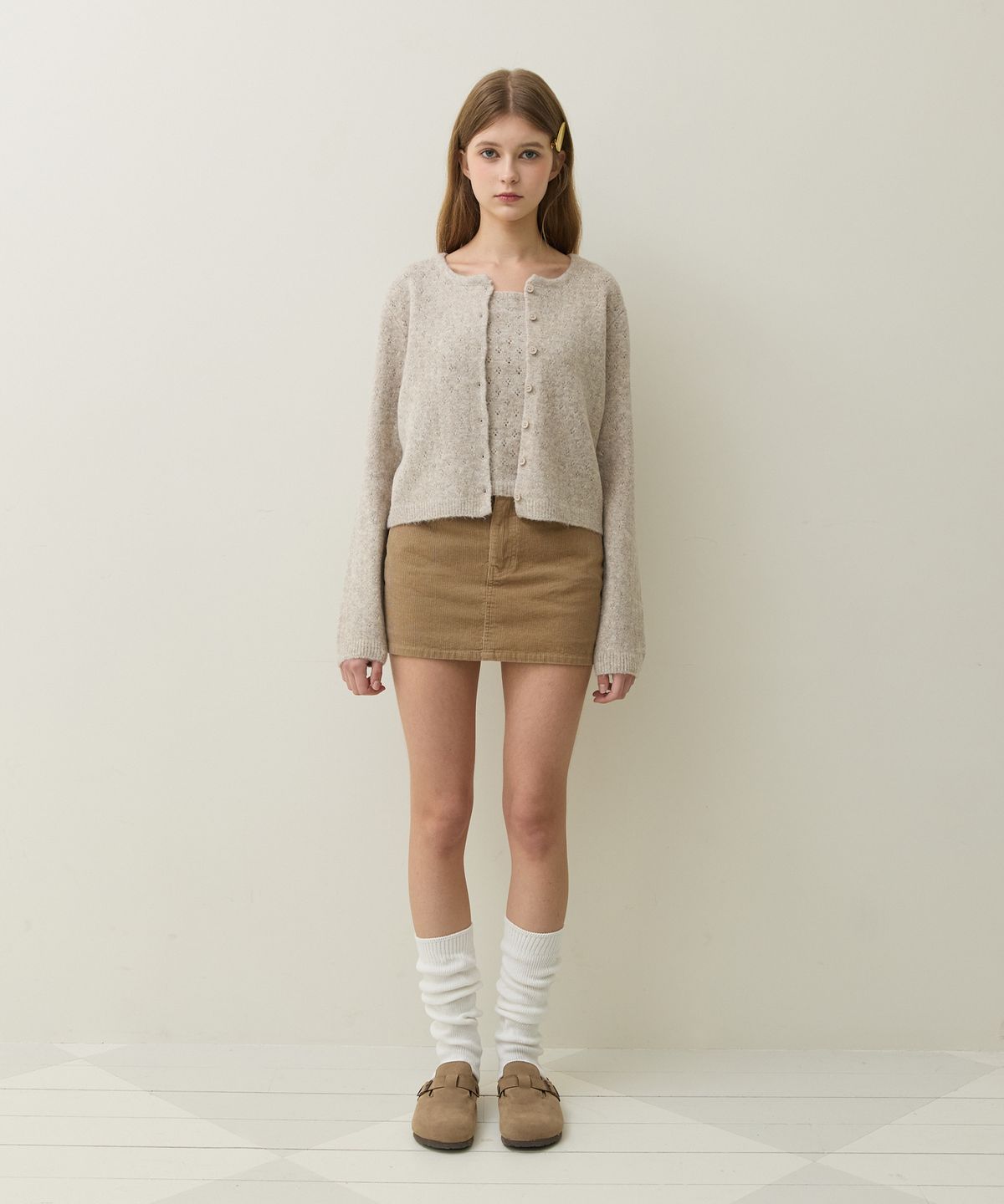 판도라핏(PANDORAFIT) Cott Ribbed Skirt (beige)