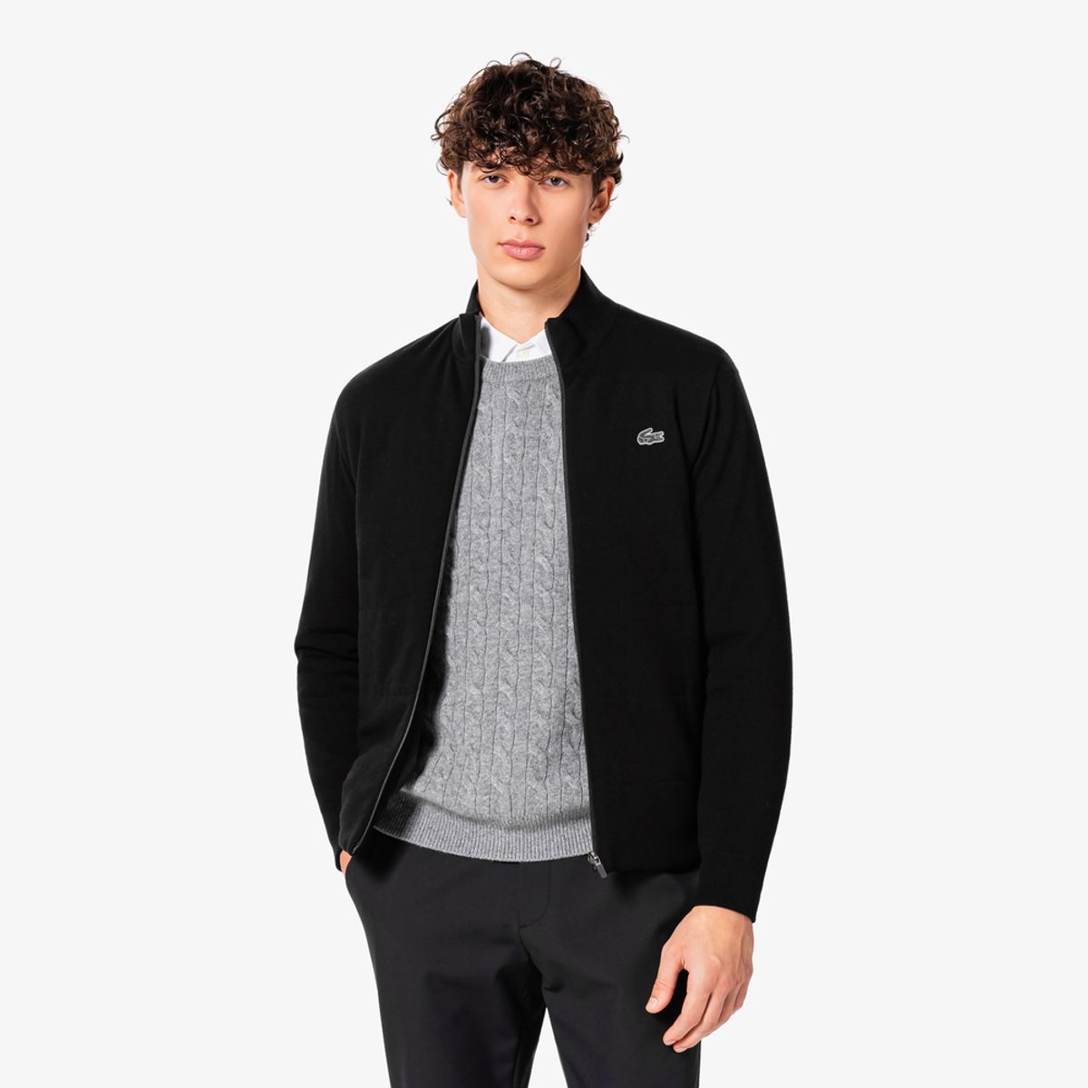 라코스테(LACOSTE) 남성 골프 팁핑 하이브리드 풀집업 스웨터 AH922E-55N 031