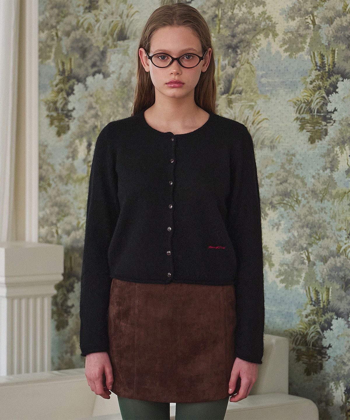 하우스 오브 폰드(HOUSE OF POND) Super Fine Mohair Round Neck Cardigan_Black