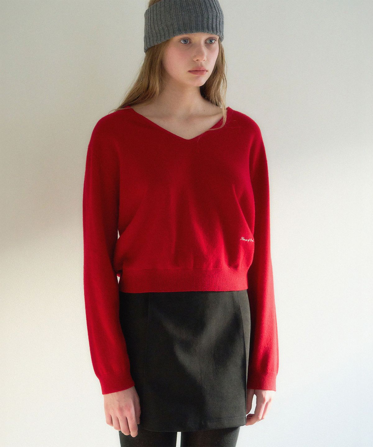 하우스 오브 폰드(HOUSE OF POND) Wool 100 V Neck Loose Fit Pullover_Red