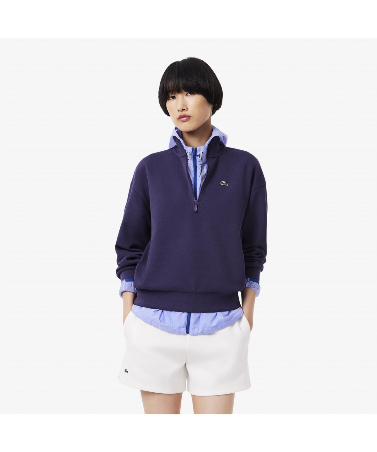 라코스테(LACOSTE) 여성 더블페이스 피케 하프집업 스웻셔츠 SF5271-55N ZSV