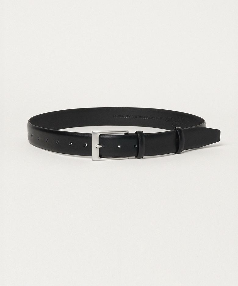 Wide Cow Leather Square Belt_Black