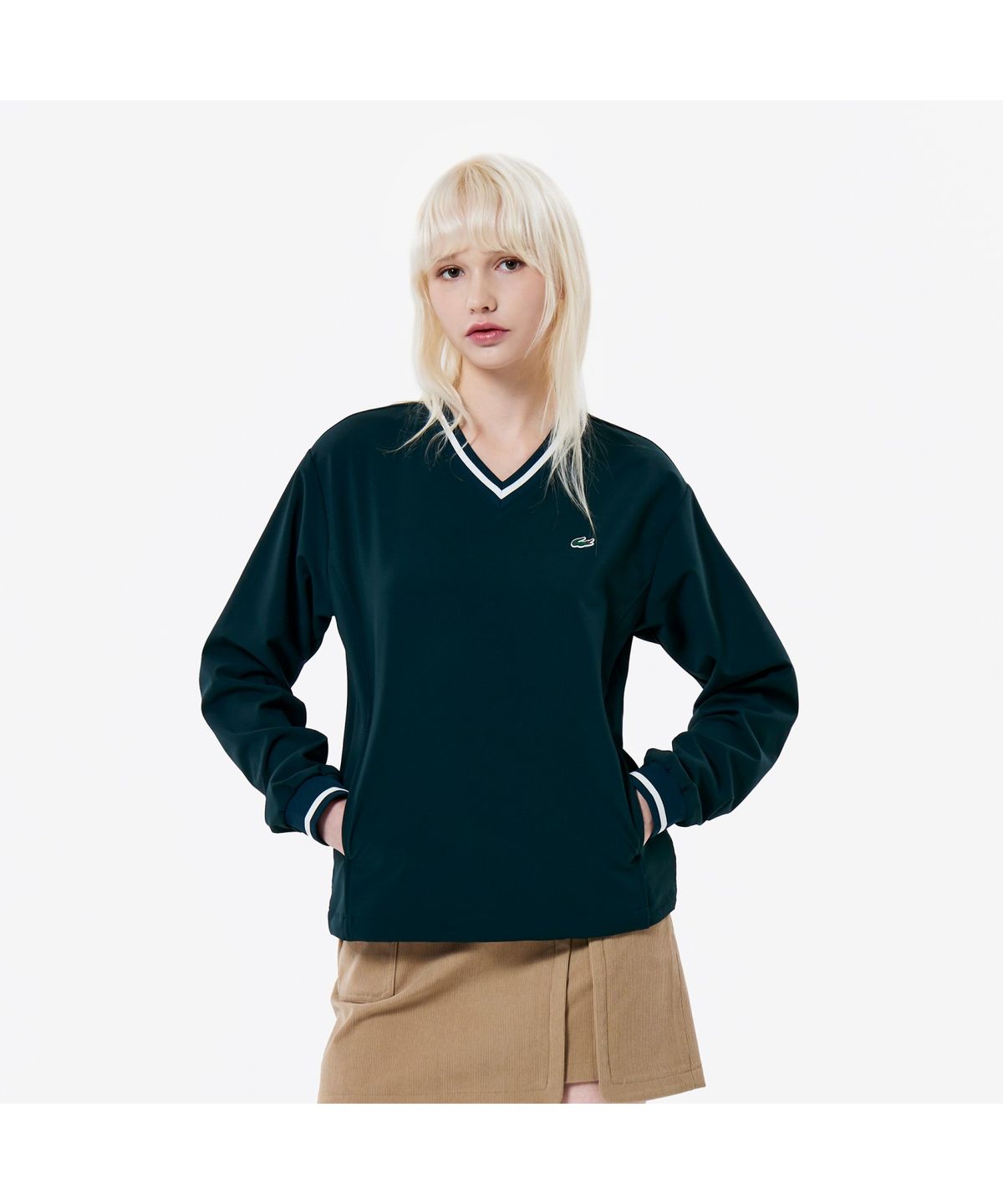 라코스테(LACOSTE) 여성 우븐 스웻 셔츠 SF901E-55N YZP