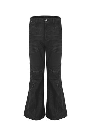 서처드 부츠컷 버니시드 팬츠 블랙