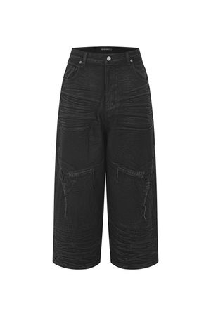 서처드 와이드 버니시드 팬츠 블랙