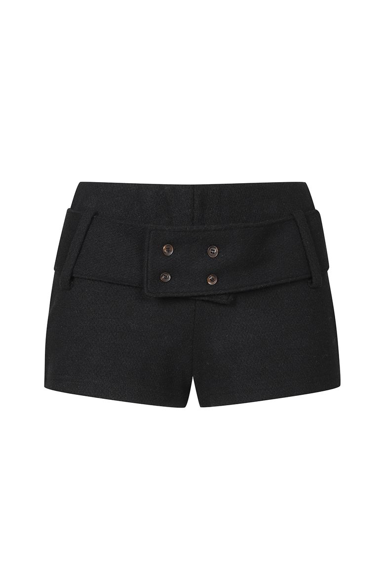 Snug belted micro shorts Black