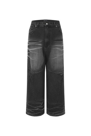 서처드 와이드 데님 팬츠 블랙