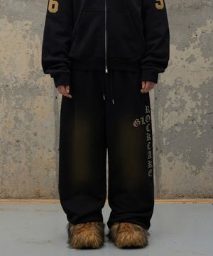 Washed Cross Lettering 2way Jogger - Black