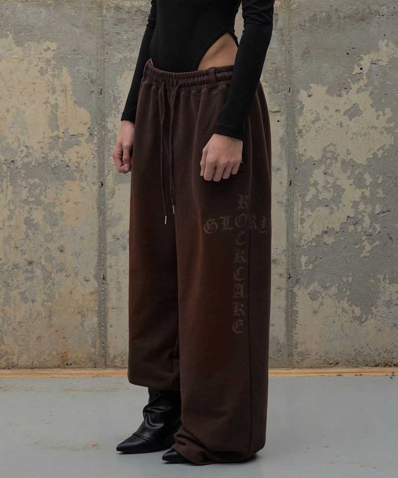 Washed Cross Lettering 2way Jogger - Brown