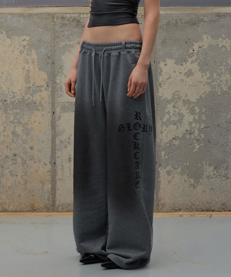 Washed Cross Lettering 2way Jogger - Gray
