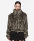 High Neck Fur Jacket - Brown