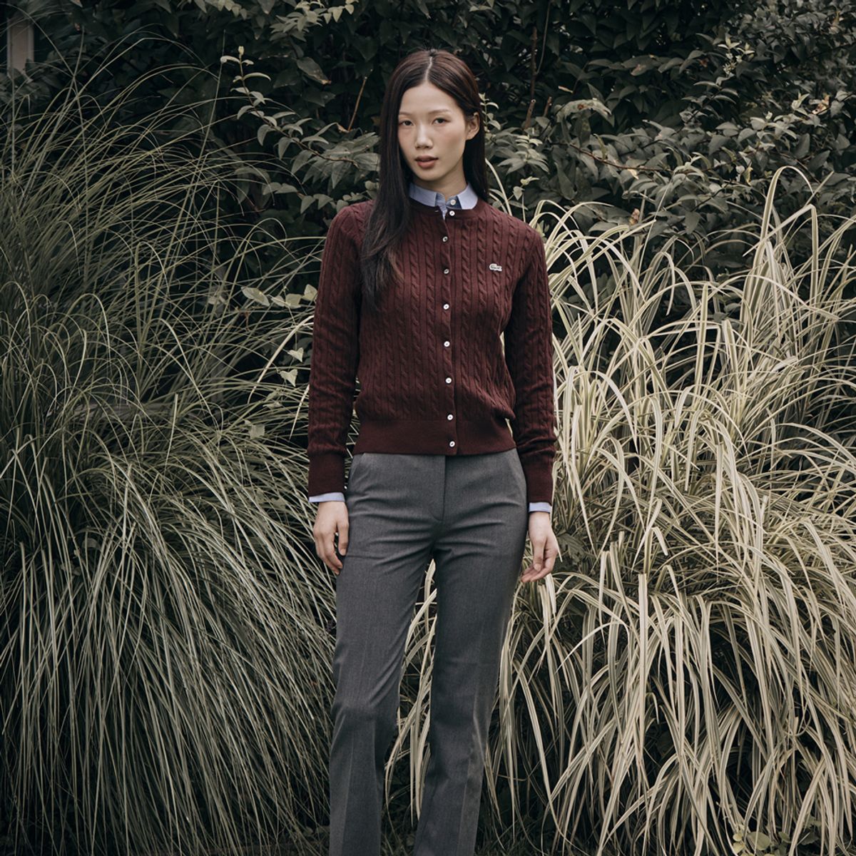 라코스테(LACOSTE) 여성 플란넬 와이드 팬츠 HF8424-55N 050