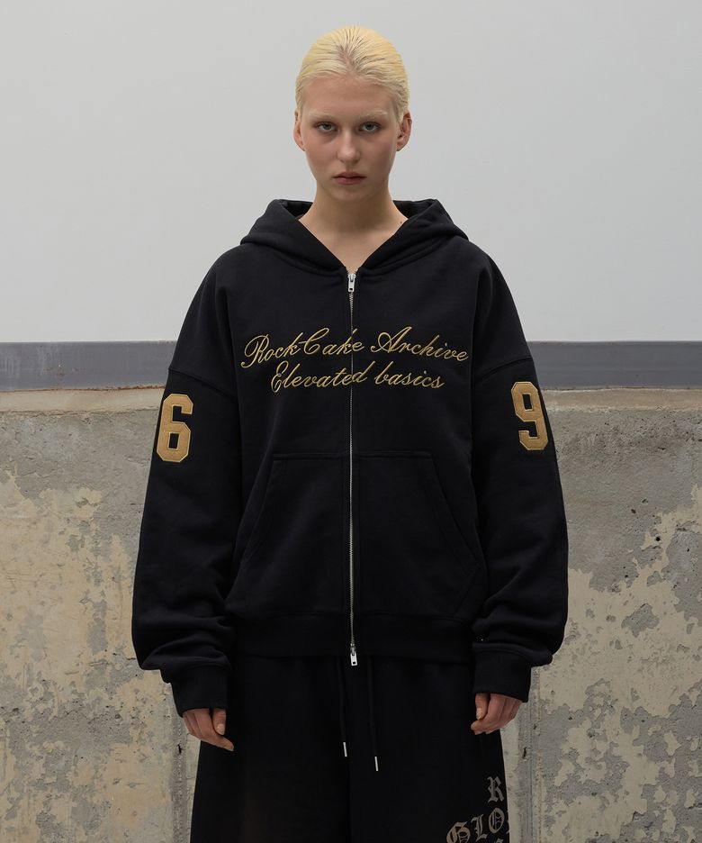96 Script Zip Up Hoodie - Black