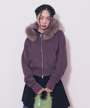 Fakiii Fur Hooded Zip-Up_Purple