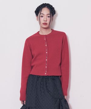 Cashmere Sparkle Star Cardigan_Red