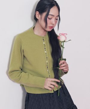 Cashmere Sparkle Star Cardigan_Matcha Green