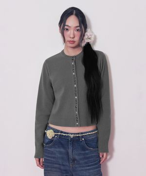 Cashmere Sparkle Star Cardigan_Charcoal