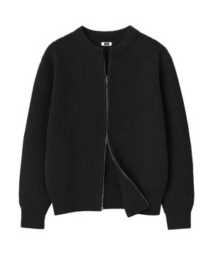 [Unisex] RÉSERVE 2-WAY OVER FIT ZIP KNIT CARDIGAN [BLACK]