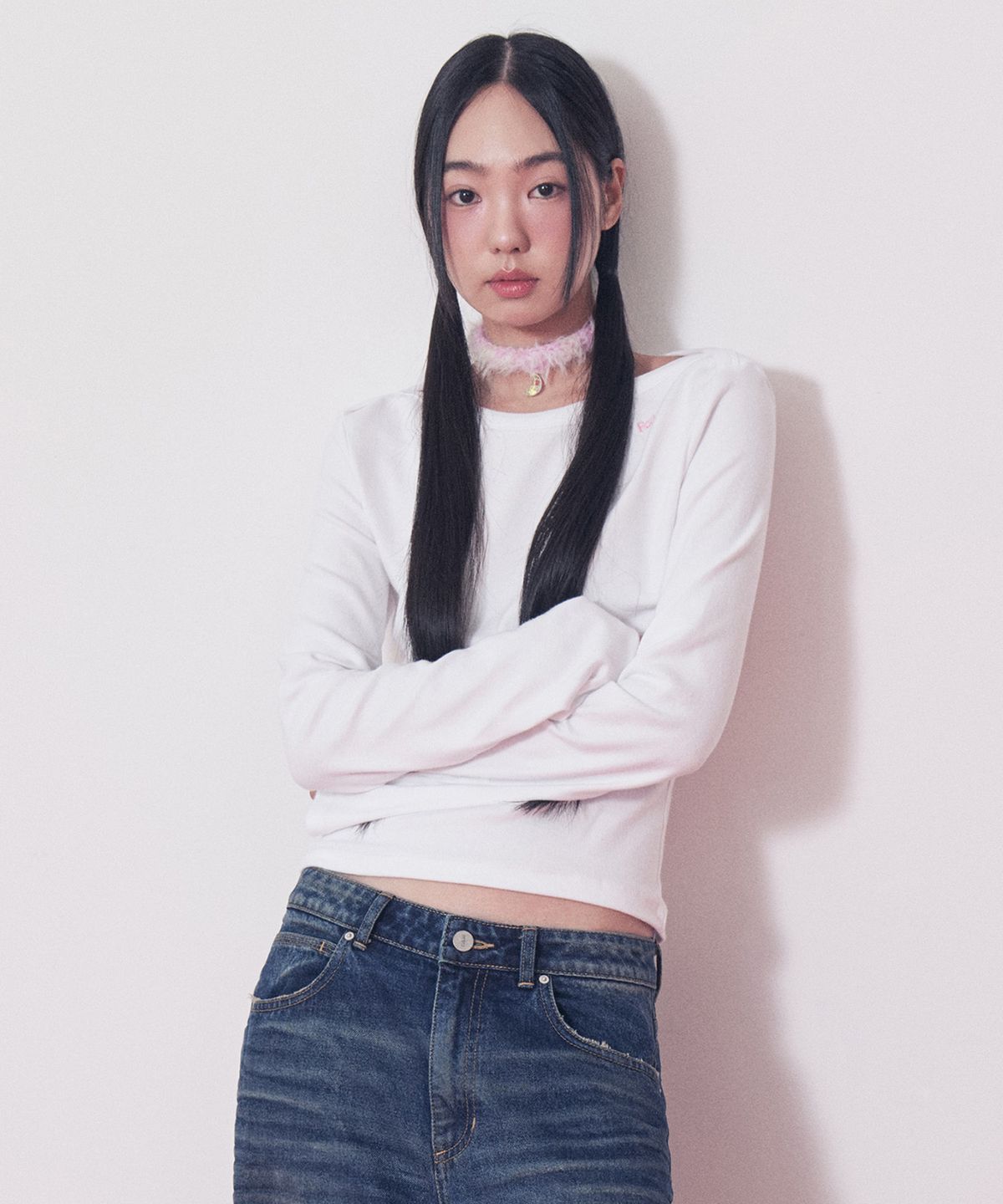 페이키(FAKIII) [Fakiii x LUA] Handmade Crystal Moon Knitting Choker