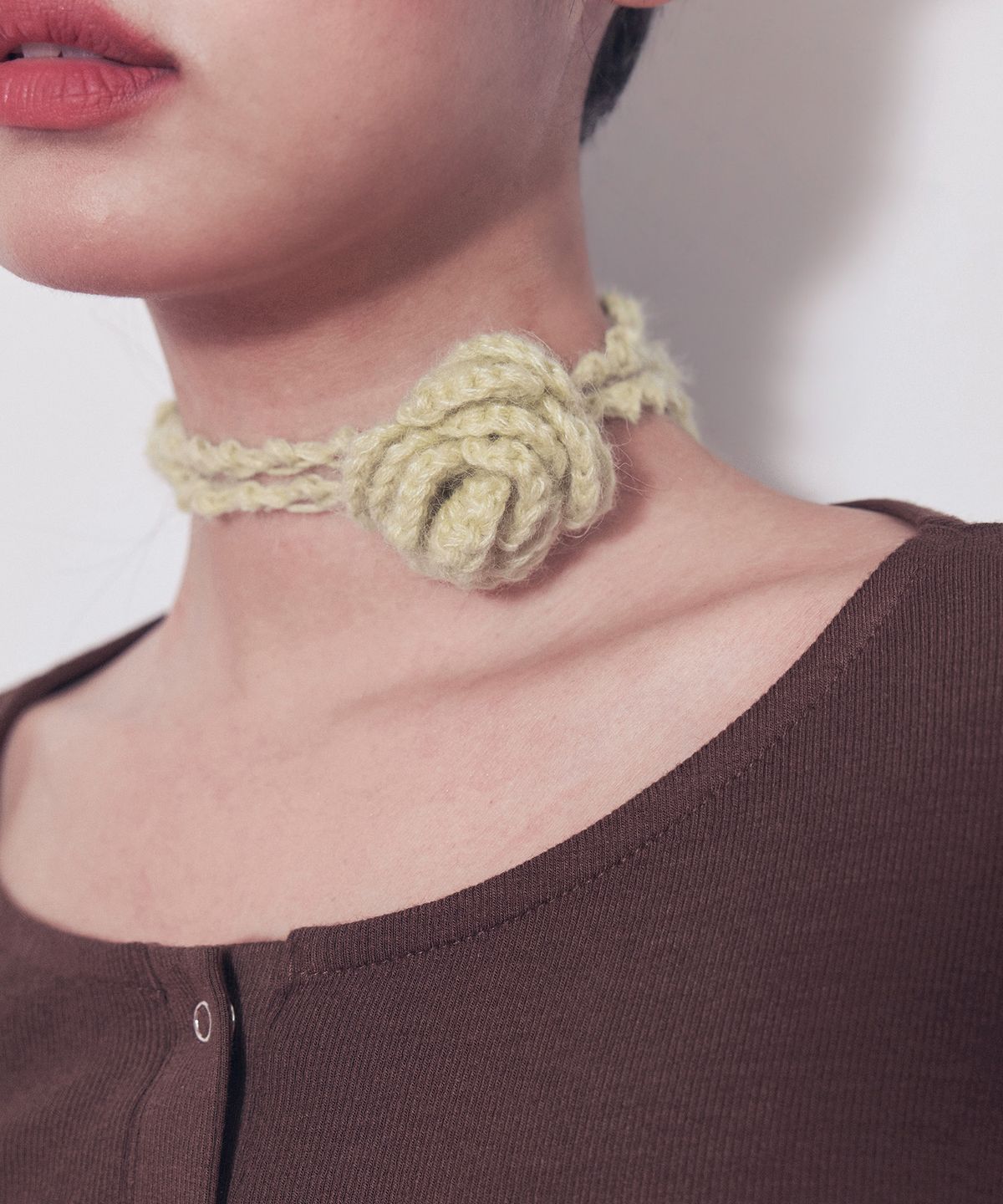 페이키(FAKIII) [Fakiii x LUA] Handmade Matcha Rose Knitting Tie