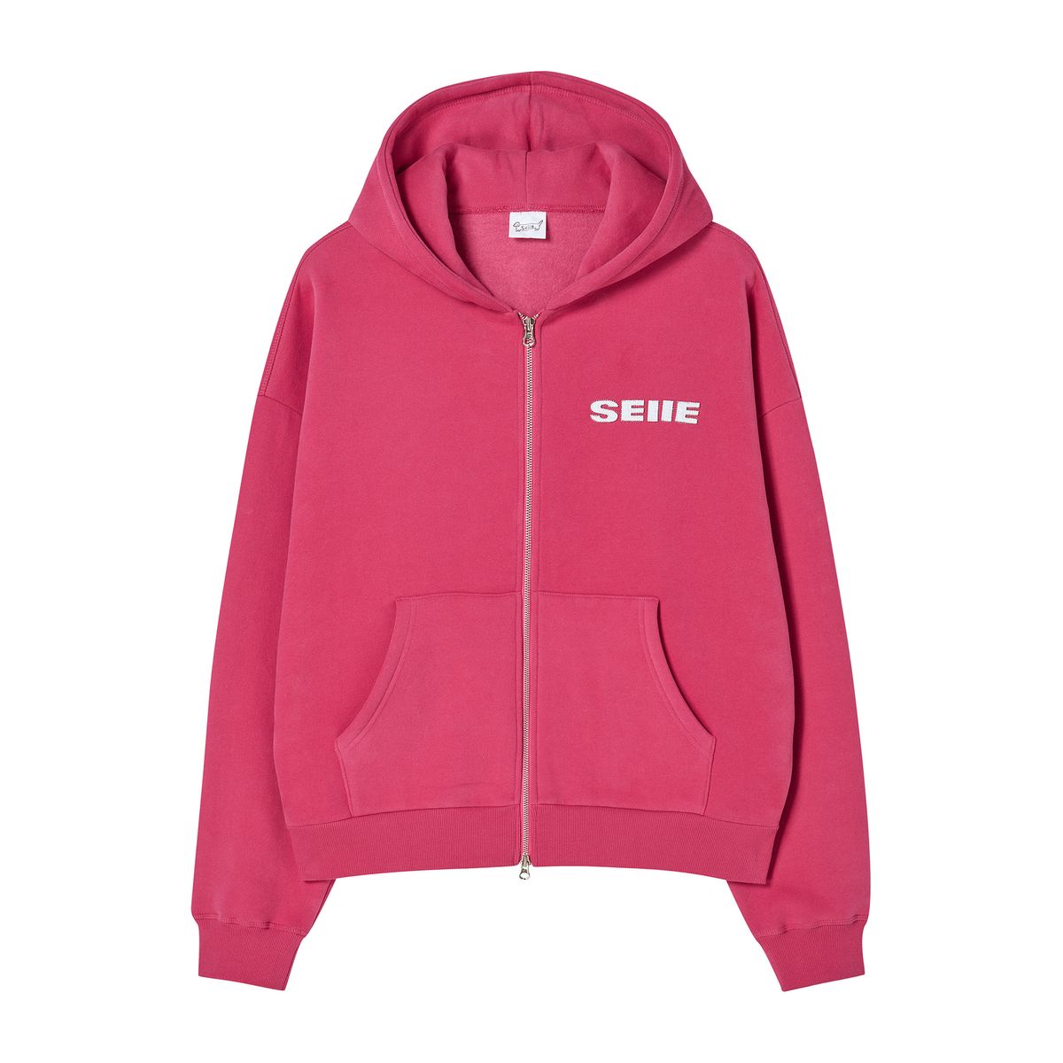 세이에(SEIIE) 네온 아플리케 허그 후드집업 Cherry Pink