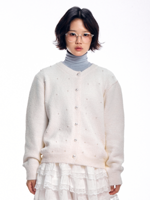 진주 보카시 가디건 - 아이보리