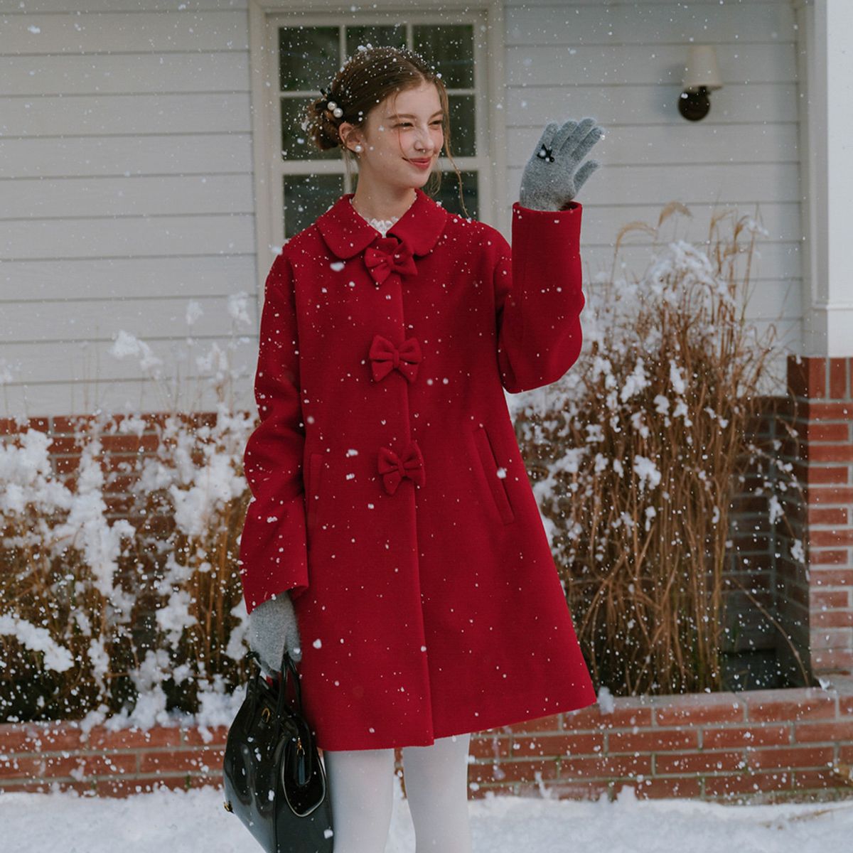 쎄무아듀(CEST MOIDEW) Cest_Holiday red ribbon half coat